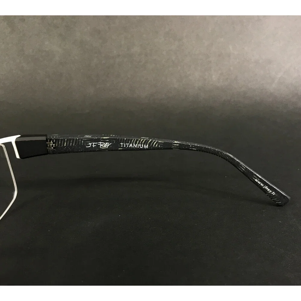 J.F. Rey Eyeglasses Frames JF2690 1005 White Black Rectangle Titanium 56-19-130